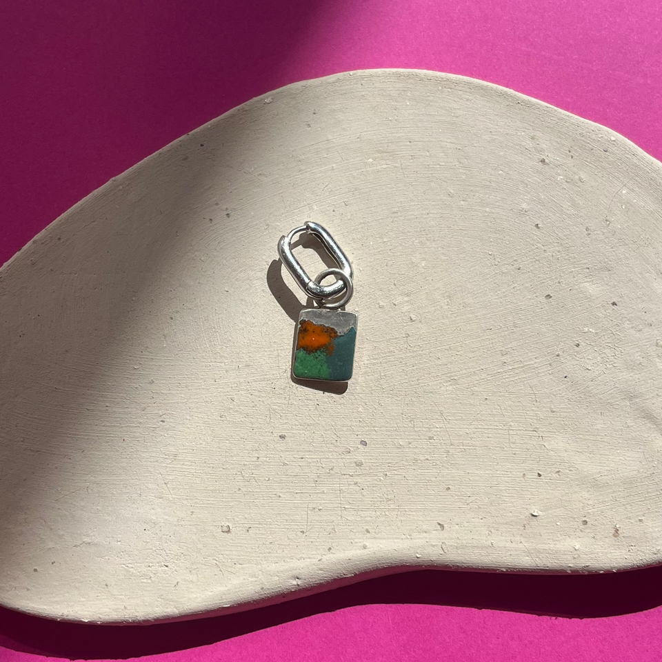 Boucle d'oreille mélange de verts et orange