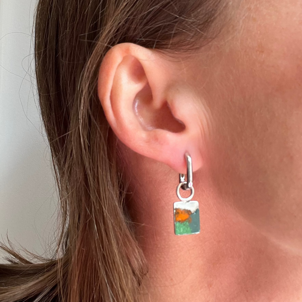 Boucle d'oreille mélange de verts et orange